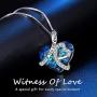 Pendant Necklace with Gift Box, Valentines Gifts for Her, Valentines Day Gifts Girlfriend, Jewelry For Women,Birthday/Anniversary Christmas Crystals Jewelry Gifts for Women Mom/Wife/Best Friend, Blue