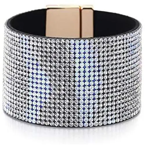 The Woos Leather Wrap Bracelet with Full Rhinestones Cross Buckle Bracelet for Women Girl Handmade Sparkling Crystal Charms Bracelets Wristband Velvet Leather Wide Bracelet Bangle Jewelry The Woos Leather Wrap Bracelet with Full Rhinestones Cross Buckle Bracelet for Women Girl Handmade Sparkling Crystal Charms Bracelets Wristband Velvet Leather Wide Bracelet Bangle Jewelry