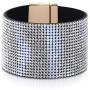 The Woos Leather Wrap Bracelet with Full Rhinestones Cross Buckle Bracelet for Women Girl Handmade Sparkling Crystal Charms Bracelets Wristband Velvet Leather Wide Bracelet Bangle Jewelry