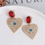 Statement Evil Eye Heart Crystal Drop Earrings Colorful Rhinestone Eyelash Cubic Zirconia Eyeball Dangle for Women Girls Elegant Jewelry