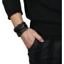 Jstyle 12Pcs Braided Leather Bracelet for Men Women Cuff Wrap Bracelet Adjustable Black and Brown (A:12Pcs)