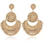 Gmai Antique Ethnic Brocade Mexico Gypsy Engraved Lotus Hook Dangle Earrings for Women and Girls