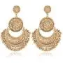 Gmai Antique Ethnic Brocade Mexico Gypsy Engraved Lotus Hook Dangle Earrings for Women and Girls