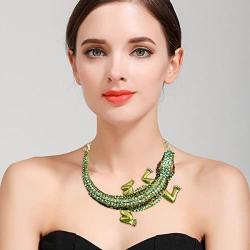 BriLove Womens Gothic Stylish Crystal Crocodile Statement Necklace