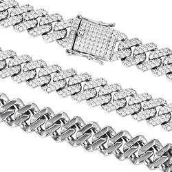 GOLD IDEA JEWELRY Hip Hop Heavy 14k Gold Plated /white gold Plated Full Iced Out Miami Cuban Link Chain Necklace or Bracelet 12MM