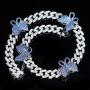 Iced Out Hip Hop Bling Women Jewelry White Pink Cz 12MM Cuban Chain Butterfly Necklace 16''