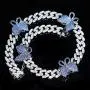 Iced Out Hip Hop Bling Women Jewelry White Pink Cz 12MM Cuban Chain Butterfly Necklace 16''