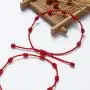 beemean 7 Knots Red Bracelet Good Luck Protection Bracelet Amulet for Protection Gift for Women Men Boys Girls Couples