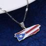 Stainless Steel Trendy Enamel Puerto Rico Map Pendant Chain for Women Puerto Ricans Map Charm Jewelry