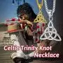 FaithHeart Triangle Celtic Knot Necklace Stainless Steel Vintage Irish Pendant Jewelry for Men Women with 24 Inch Chain (Silver/Gold)