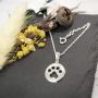Sterling Silver Small Circle Dog Paw Print Pendant Necklace, 18''
