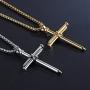 AILUOR Vintage Nail Cross Charm Pendant Necklace, Mens Stainless Steel Christian Chain Jewelry Polished