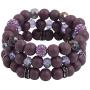 Coiris 3 Pcs/Set Purple Pattern Wooden Beads Stretch Bracelets for Girls Women Jewelry (BR1119-Purple)