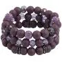 Coiris 3 Pcs/Set Purple Pattern Wooden Beads Stretch Bracelets for Girls Women Jewelry (BR1119-Purple)