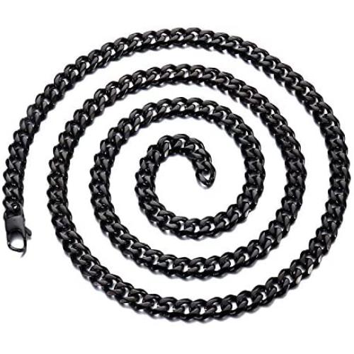 DODIY 6mm Curb Mens Necklace - Silver Chain Cuban Stainless Steel Jewelry - Neck Link Chains for Men Man Women Boys Male Military - 20'' 22'' 24'' 26'' 28'' 30'' inch
