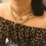 Unicra Layered Necklace Heart Pendant Choker Simple Chain Jewelry for Women and Girls Unicra Layered Necklace Heart Pendant Choker Simple Chain Jewelry for Women and Girls