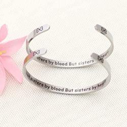 JQFEN 2 Pcs Womens Cuff Bracelet for Sister Friend Not Sisters by Blood But Sisters by Heart Jewelry Sister Friend Bangle