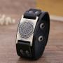 My Shape Vintage Punk Scandinavian 24 Norse Runes Charm Adjustable Wristband Cuff Leather Bracelet Mans Jewelry (Antique Gold,Black)