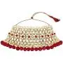 I Jewels 18K Gold Plated Indian Bollywood Wedding Party Wear Faux Kundan Pear Ethnic Choker Necklace Jewelry Set for Women