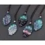 CrystalTears Fluorite Healing Crystal Fox Necklace Handcarved Reiki Healing Crystal Gemstone Fox Amulet Pendant Necklace Jewelry for Men