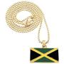 GWOOD Jamaica Flag Small Pendant Gold Color with 24 Inch Long Box Necklace