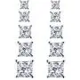 925 Sterling Silver Stud Earrings - 4 Pairs Square Cut Cubic Zirconia Stud Earrings Hypoallergenic Stud Earrings Set for Women Men Girls Gifts 3mm 4mm 5mm 6mm
