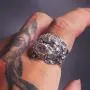 Pi Xiu Ring for Men, Chinese Mythology Pixiu Ring, Luck Animal PiXiu Amulet Ring, Feng Shui Good Luck Ring, Attract Wealth Money Ring Jewelry Gift for Men Boys