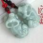 LOOPIG 1pc Myanmar Emerald Cattle Pendant Hand Carved Jade Stone Lucky Amulet Cow Necklace Jewelry