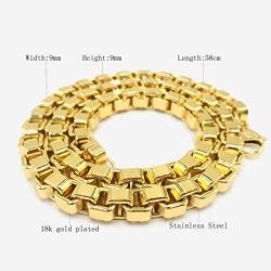 9MM Box Chain Rope Necklaces Stainless Steel Tone Punk Jewelry For Men Necklace,23inches