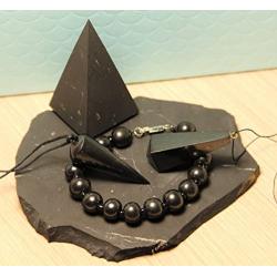 Karelian Heritage Authentic Shungite Stone Pendant and Black Crystal Pyramid Protection Set