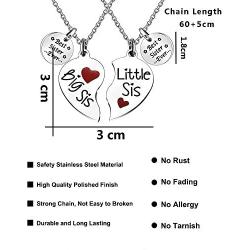 JQFEN Best Sister Ever Big Sister Little Sister Pendants Necklaces Friend Daughter Heart Necklace Jewelry