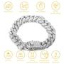 Halukakah Diamond Cuban Link Chain for Women Girl 13.5MM 18k Real Gold Plated/Platinum White Gold Finish Iced Out Choker Necklace Bracelet,Full Cz Diamond Cut Prong Set,with Giftbox