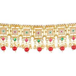Efulgenz Indian Bollywood Traditional 14 K Gold Plated Pearl Crystal Bridal Wedding Choker Necklace Earrings Jewelry Set