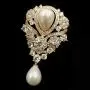 Dreamlandsales Victorian Vintage Gold Tone Ribbon Floral Scroll Pearl Drop Wedding Brooch Pin Bridal Jewelry (Gold) Dreamlandsales Victorian Vintage Gold Tone Ribbon Floral Scroll Pearl Drop Wedding Brooch Pin Bridal Jewelry (Gold)