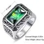 BONLAVIE Silver Rings for Men 6.85ct 8X12mm Radiant Cut Created Emerald 925 Sterling Silver Wedding Engagement Band Size 6-14 BONLAVIE Silver Rings for Men 6.85ct 8X12mm Radiant Cut Created Emerald 925 Sterling Silver Wedding Engagement Band Size 6-14