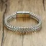 VNOX Wiccan Triple Moon Stainless Steel Biker Franco Link Curb Chain Magnetic Clasp Bracelet for Unisex,2 Color