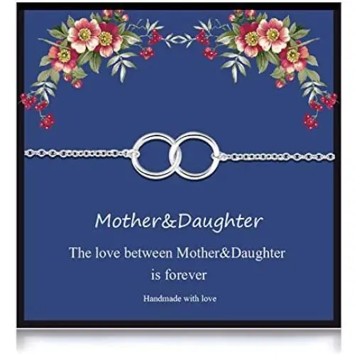 Your Always Charm Mother Daughter Bracelet Gifts for Mom, Daughter, Birthday, Mothers DayInterlocking Circle Mothers Day Jewelry Gifts from Daughter