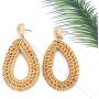 BSJELL Rattan Hoop Earrings Woven Handmade Straw Circle Drop Earrings Hammered Disc Stud Wicker Bohemian Lightweight Earrings for Women