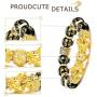FIBO STEEL 4 Pcs Feng Shui Black Obsidian Wealth Bracelet Necklace Set for Men Women Good Lucky Nafu Necklaces Black Bead Bracelet Jewelry Adjustable
