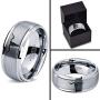 Longhorn Texas Bull Horn Ring - Tungsten Band 8mm - Men - Women - 18k Rose Gold Step Bevel Edge - Yellow - Grey - Blue - Black - Brushed - Polished - Wedding - Gift Dome Flat Cut