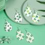 Clover Leather Earrings for Women Girls MTSCE Green Teardrop Faux Leather Earrings Sets St Patricks Day Drop Dangle Earrings Fashion Jewelry