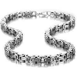 URBAN JEWELRY Impressive Mechanic Style Mens Necklace Stainless Steel Silver Chain, Width 6mm (19,21,23 Inches)