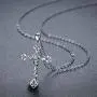 Cross Necklace 925 Sterling Silver Rose Crose Pendant Necklace Cross Necklace for Women Cross Necklace 925 Sterling Silver Rose Crose Pendant Necklace Cross Necklace for Women