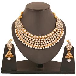 Touchstone Indian Bollywood Handcrafted Traditional Royal Mughal Kundan Polki Meenakari Enamel Colorful Wedding Designer Jewelry Long Necklace Set in Gold and Silver Tone for Women.