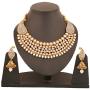 Touchstone Indian Bollywood Traditional Studded Look Rhinestone Pretty Wedding Designer Jewelry Necklace Set in Antique Gold Tone for Women.