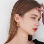 Pink Zircon Hook Earrings Enamel Glaze Flowers Drop Earrings for Women Teen Girls Birthday Christmas Friendship Mothers Day Gift