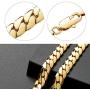 BLICHAIN Cuban Link Chain Necklace or Bracelet with Design Box Clasp for Men Boys 10MM 18K Gold Over Copper Hip Hop Miami Curb Chains 7-30 inch