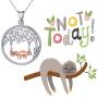 TRISHULA Sloth Necklace 925 Sterling Silver Cute Animal Sloth on Tree of Life Charm Pendant Jewelry Gifts for Sloth Lovers