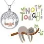 TRISHULA Sloth Necklace 925 Sterling Silver Cute Animal Sloth on Tree of Life Charm Pendant Jewelry Gifts for Sloth Lovers