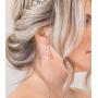 SWEETV Pearl Drop Earrings for Women,Bridesmaids,Brides -Teardrop Crystal Rhinestones Cubic Zirconia Earrings Dangling
